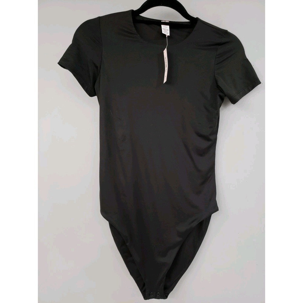 NEW Victoria‎ Secret Short Sleeve Bodysuit Black Bodywear FeatherSoft Innovation
